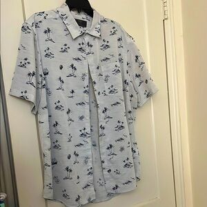 M&S Men's Light Blue Tropical Print Shirt size: xxl